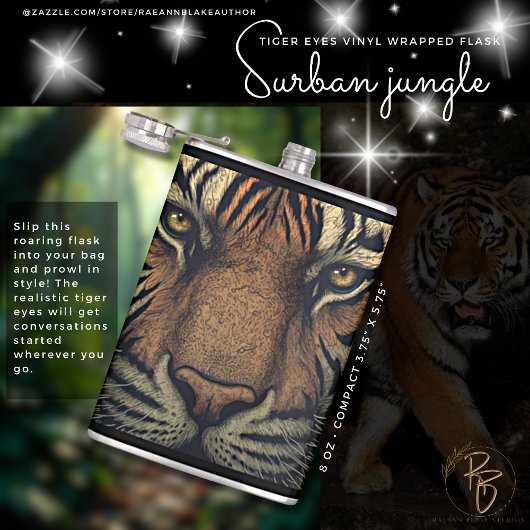 Urban Jungle Tijgerogen Vinyl Omwikkelde Fles Heupfles