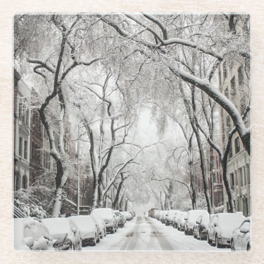 Urban-kerstsneeuw in Brooklyn NY Glazen Onderzetter (Voorkant)