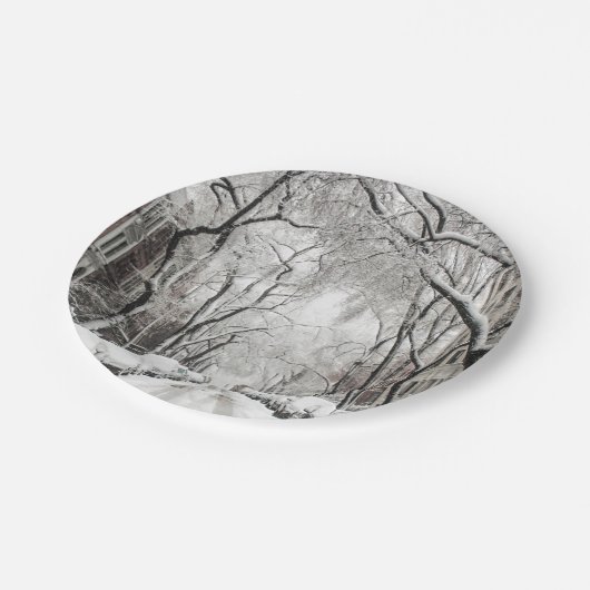 Urban-kerstsneeuw in Brooklyn NY Papieren Bordje (Gekanteld)