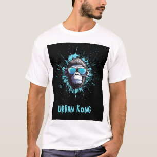 Urban Kong Gorilla Design – Blauwe en Zwarte Stree T-shirt