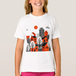 Urban landscape in a modern and minimalist style t-shirt