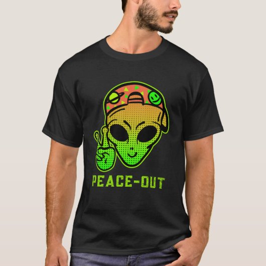 Urban Legend Alien Streetwear PEACE OUT T-shirt (Voorkant)