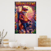 Urban Legend Fox Skater Poster Neon Graffiti (Keuken)