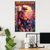 Urban Legend Fox Skater Poster Neon Graffiti (Thuiskantoor)