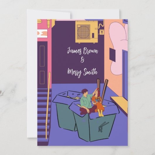 Urban Love Graffiti Muren, Noodle Boxen Bruiloft Kaart (Voorkant)