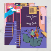 Urban Love Graffiti Muren, Noodle Boxen Bruiloft Kaart (Voorkant / Achterkant)