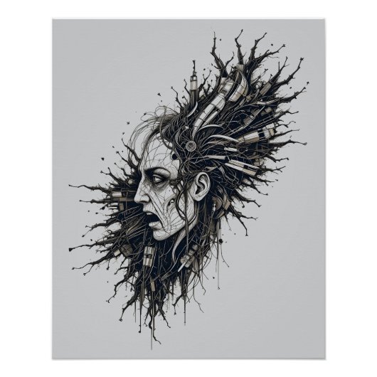 Urban Mind Explosion Abstract Surreal Portrait Cit Perfect Poster (Voorkant)