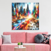 Urban Mirage: Abstract stadsgezicht Canvas Afdruk (Insitu (Woonkamer))