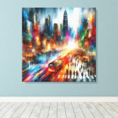 Urban Mirage: Abstract stadsgezicht Canvas Afdruk (Insitu (Houten vloer))