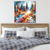 Urban Mirage: Abstract stadsgezicht Canvas Afdruk (Insitu (Slaapkamer))
