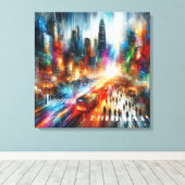 Urban Mirage: Abstract stadsgezicht Canvas Afdruk (Insitu (Houten vloer))