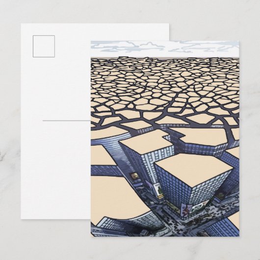 Urban Mirage: Concrete canyons op onvruchtbare gro Briefkaart (Voorkant / Achterkant)