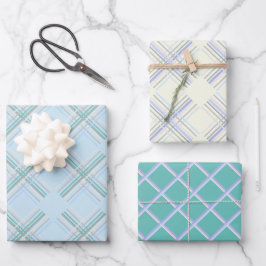 Urban Modern Blauw Turquoise Tartan Patroon Inpakpapier Vel