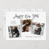 URBAN MODERN HAPPY NEW YEAR (SILVER) FEESTDAGENKAART (Voorkant / Achterkant)