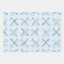 Urban Modern Tartan in parel en blauw Inpakpapier Vel