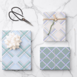 Urban Modern Tartan in parel en blauw Inpakpapier Vel