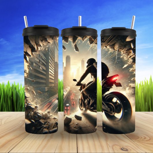 Urban Motorbike Adventure Vrijheid en Snelheid Thermosbeker