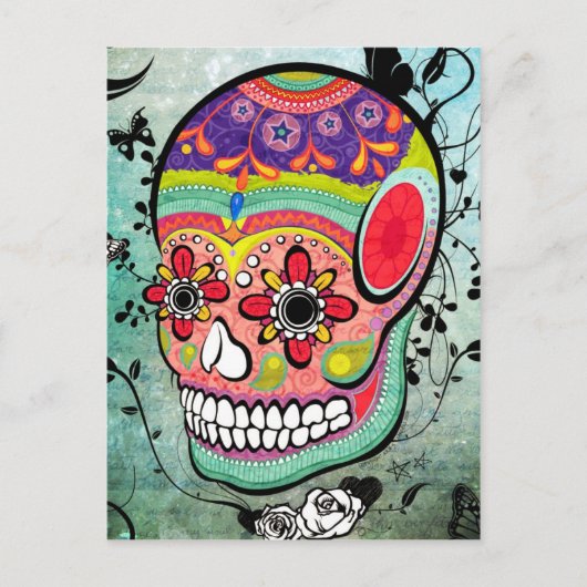 Urban Muerte Day of the Dead Illustrated Briefkaar Briefkaart (Voorkant)