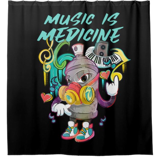 Urban Music is Medicine Graffiti Douchegordijn (Voorkant)