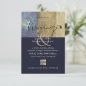 Urban Navy Blue Modern Budget Bruiloft uitnodiging (Staand voorkant)