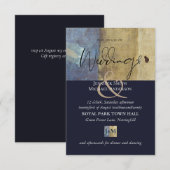 Urban Navy Blue Modern Budget Bruiloft uitnodiging (Voorkant / Achterkant)