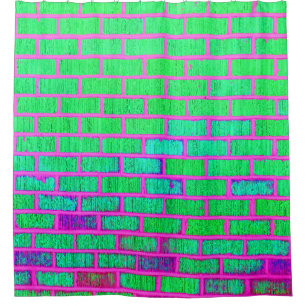 Urban Neon Brick Wall Douchegordijn