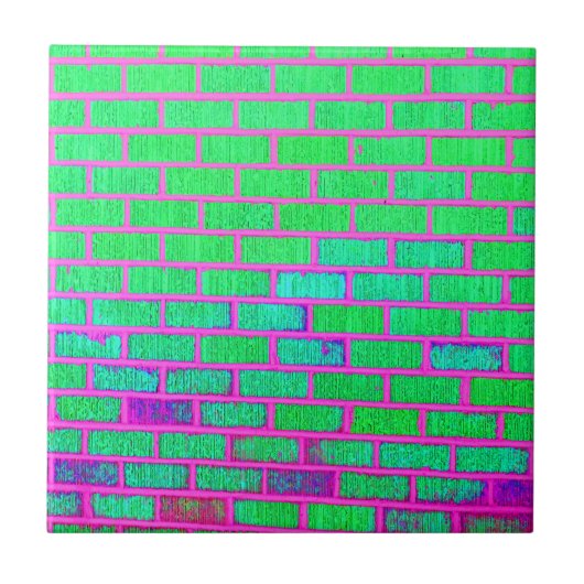 Urban Neon Brick Wall Tegeltje (Voorkant)