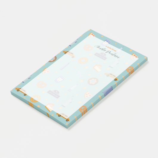 Urban NYC Pictogrammen Patroon Turquoise Groene Na Post-it® Notes (Schuin)