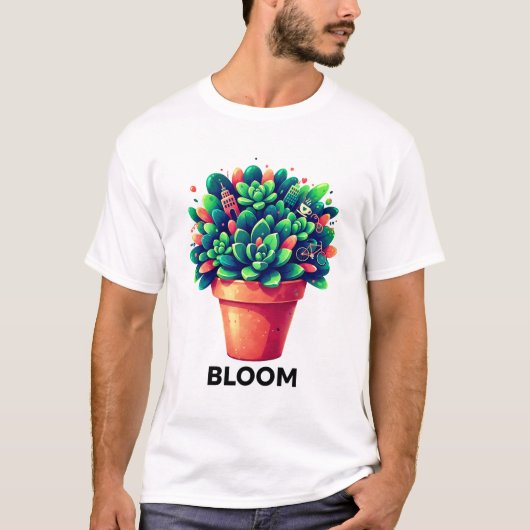 Urban Oasis Bloom Succulent Lifestyle Comfort Tee T-shirt (Voorkant)
