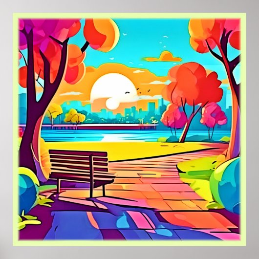 Urban Oasis Sunset Panorama Poster (Voorkant)