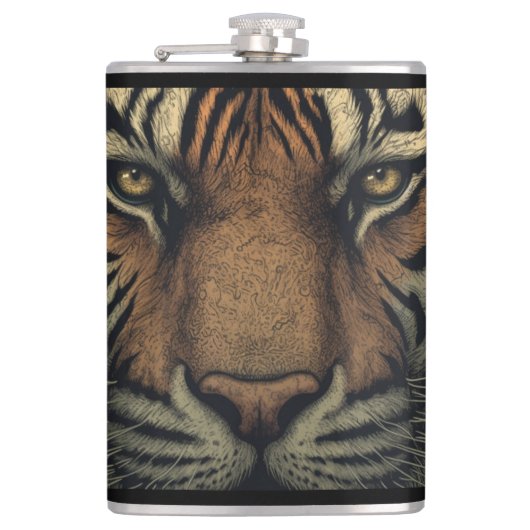 Urban Oerwoud Tiger Eyes Vinyl Wrapped Flask Heupfles (Voorkant)