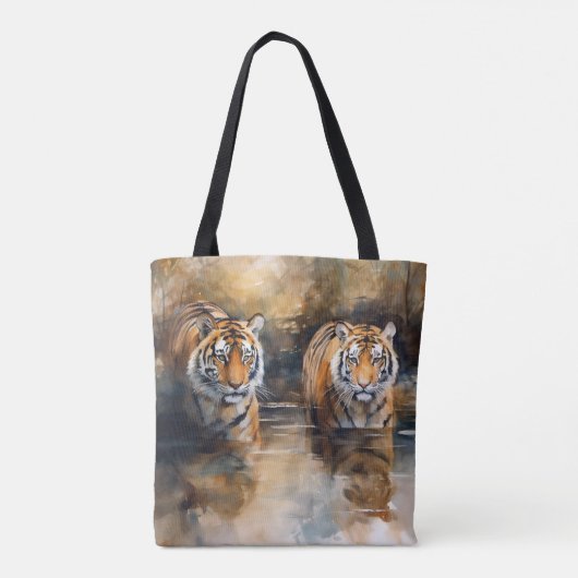 Urban Oerwoud Wading Tigers Canvas tas (Achterkant)