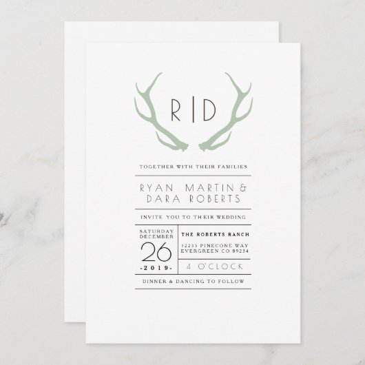 Urban ontmoet rustiek | bruiloft uitnodigen kaart (Voorkant / Achterkant)