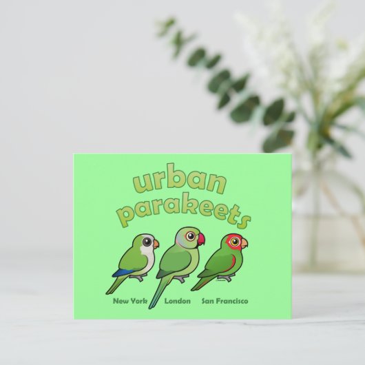 Urban Parakeets Briefkaart (Staand voorkant)