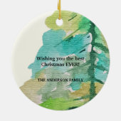 Urban Pastel Moderne Kerstboom Waterverf Kunst Keramisch Ornament (Achterkant)