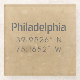 Urban Philadelphia Map Coordinates Glazen Onderzetter
