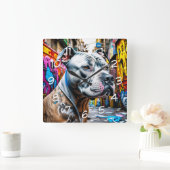 Urban Pitbull City Street Art Graffiti Vierkante Klok (Huis)
