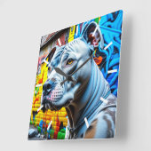 Urban Pitbull City Street Art Graffiti Vierkante Klok (Hoek)