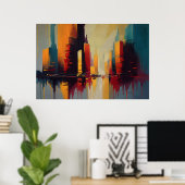 Urban Pulse – Abstract City In Vertical Rhythm Poster (Thuiskantoor)