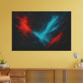 Urban Pulse – Abstracte rode en turquoise canvasku Canvas Afdruk (Insitu (Woonkamer))