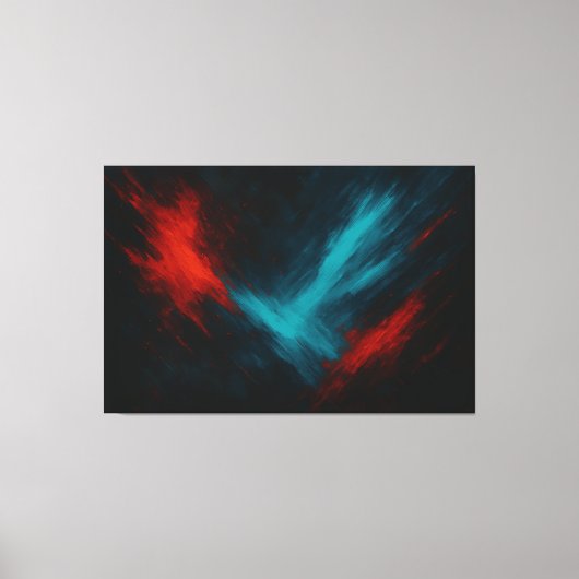 Urban Pulse – Abstracte rode en turquoise canvasku Canvas Afdruk (Voorkant)