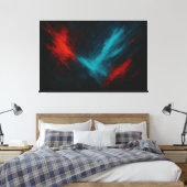 Urban Pulse – Abstracte rode en turquoise canvasku Canvas Afdruk (Insitu (Slaapkamer))