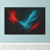 Urban Pulse – Abstracte rode en turquoise canvasku Canvas Afdruk (Insitu (Houten vloer))