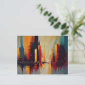 Urban Pulse – Abstracte Stad in Verticale Ritme Briefkaart (Staand voorkant)