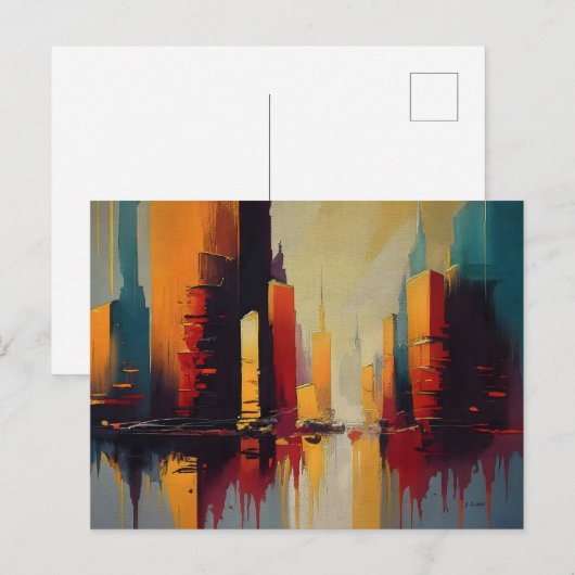 Urban Pulse – Abstracte Stad in Verticale Ritme Briefkaart (Voorkant / Achterkant)