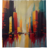 Urban Pulse – Abstracte Stad In Verticale Ritme Douchegordijn (Voorkant)