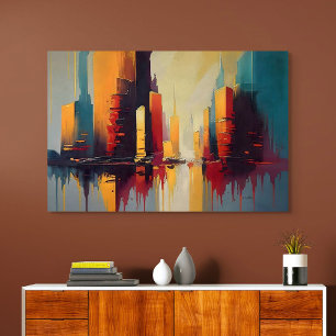 Urban Pulse – Abstracte Stad in Verticale Ritme Poster