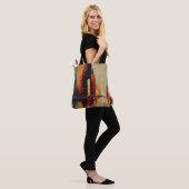 Urban Pulse – Abstracte Stad in Verticale Ritme Tote Bag (Op model)