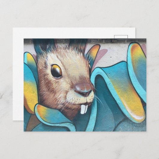 Urban Rabbit Art Urban Art Mural Bunny Rabbit Mura Briefkaart (Voorkant / Achterkant)
