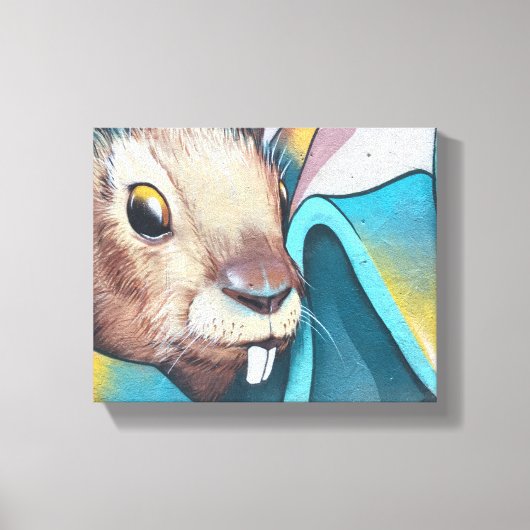 Urban Rabbit Art Urban Art Mural Bunny Rabbit Mura Canvas Afdruk (Voorkant)